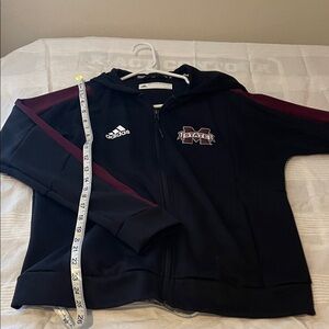 Adidas Kids Black Jacket with Burgundy Details